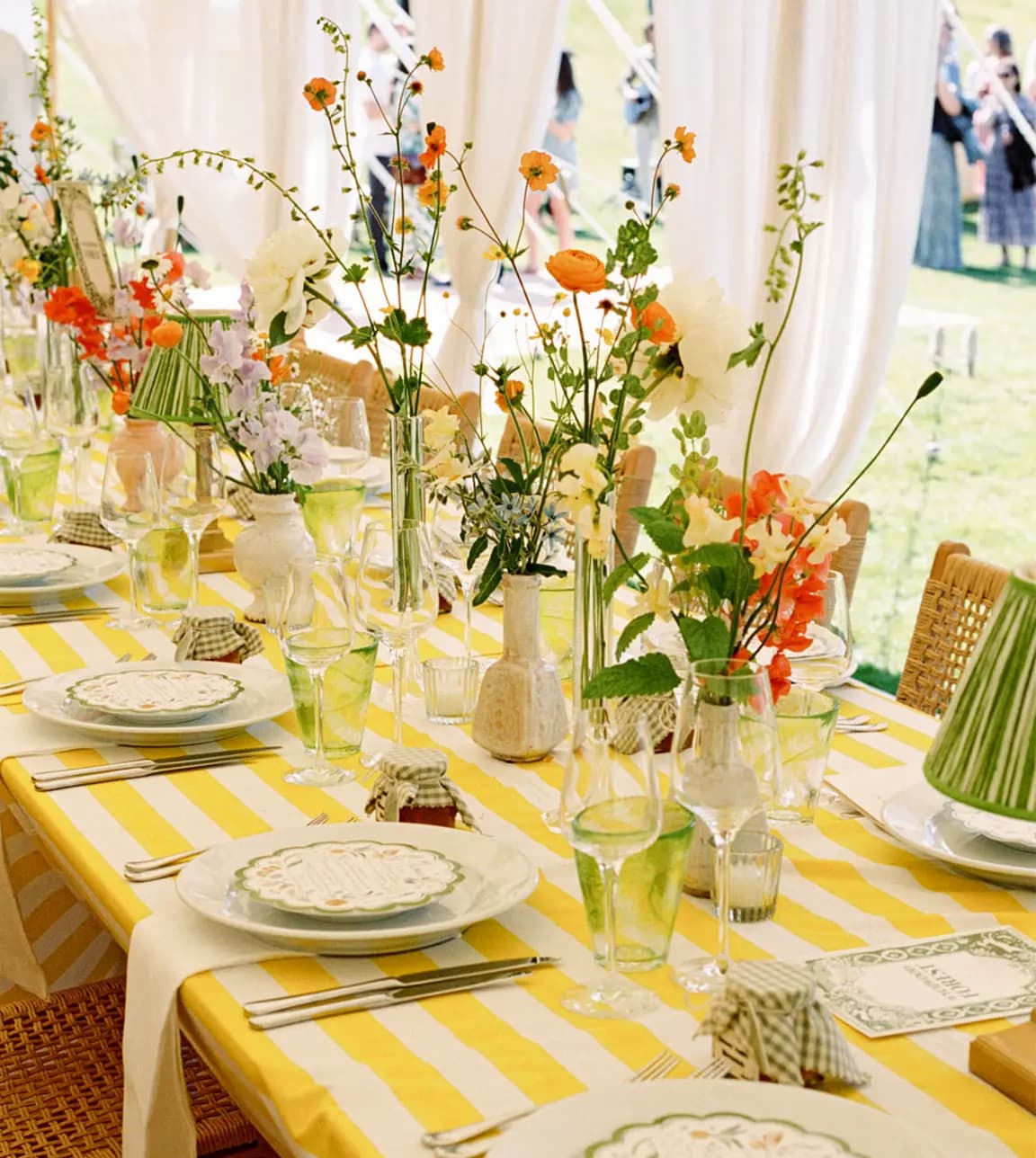 table arrangement with beautiful flowers