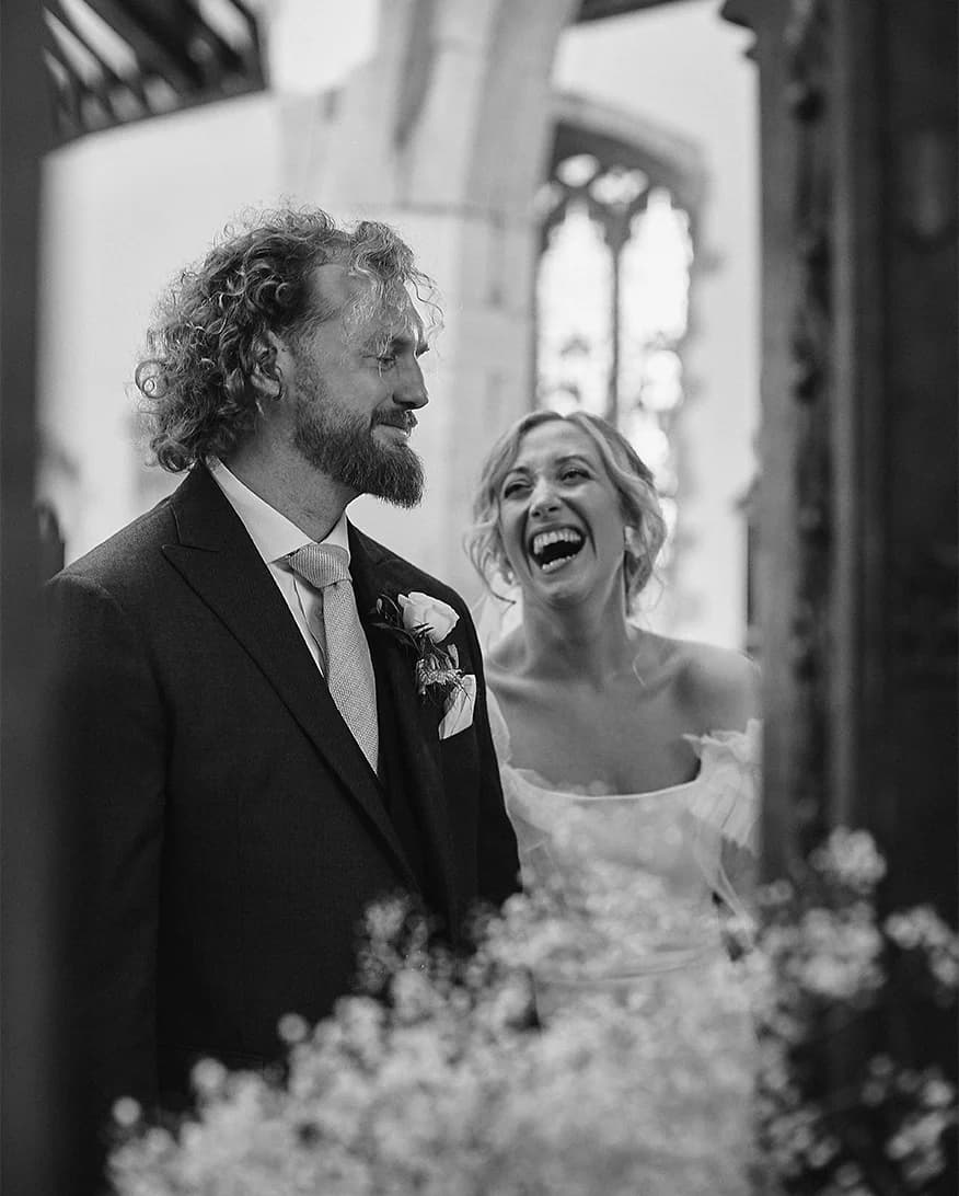 bride and groom church traditional wedding classy