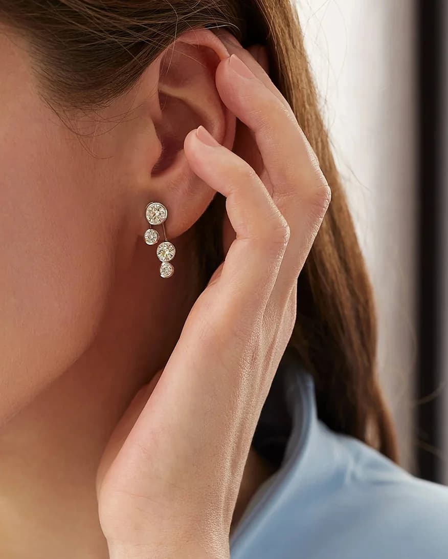 Honour Wainwright's wedding jewellery choice: Boodles Raindance double drop earrings