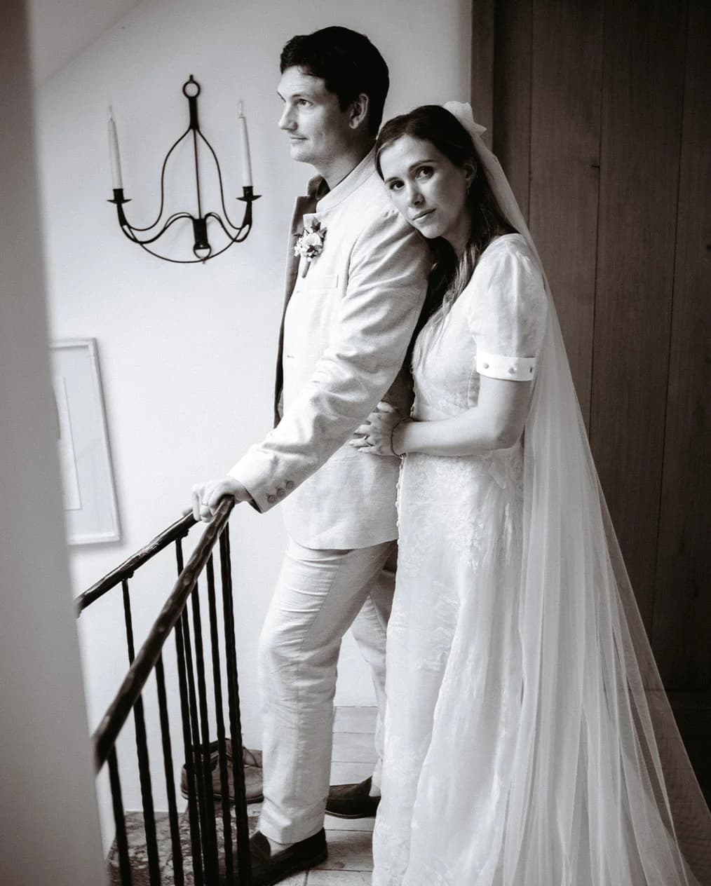 bride and groom together romantic picture