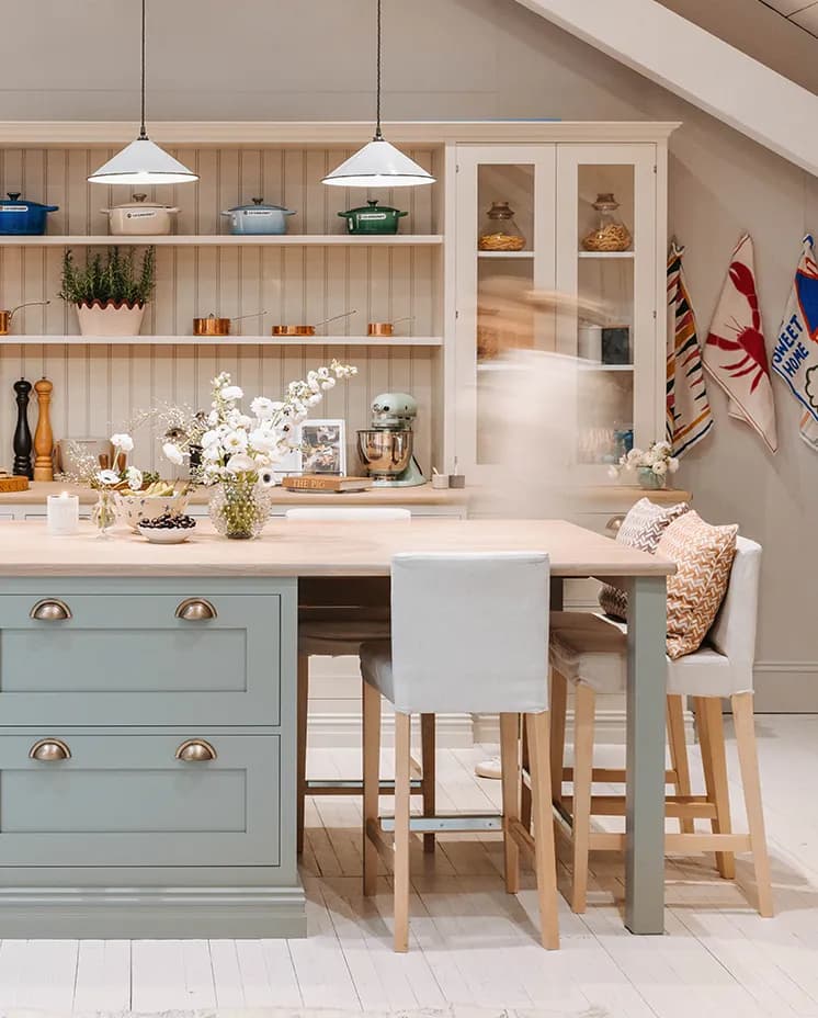 A traditional kitchen displays homeware gifts inside The Wedding Present Company showroom.