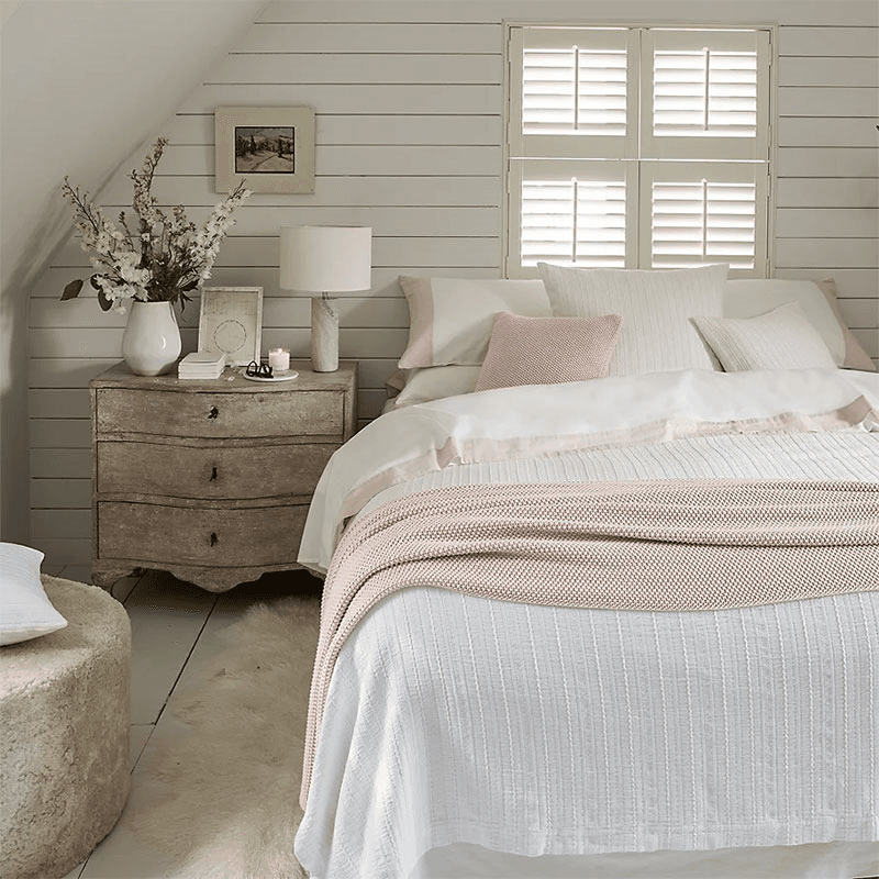 Portobello Super King Flat Sheet, White/Petal