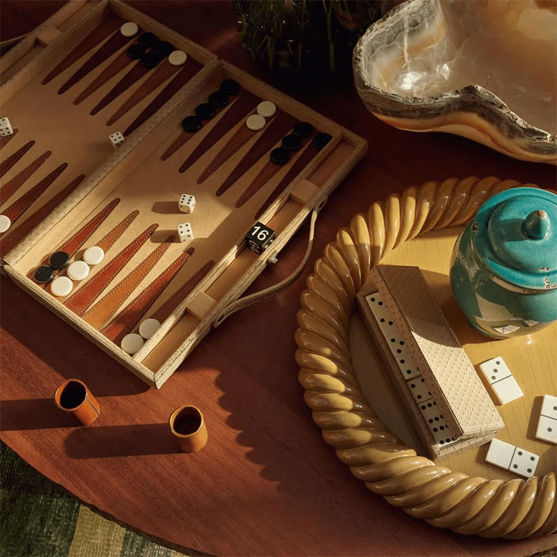 Bennet Leather Backgammon Set, Taupe