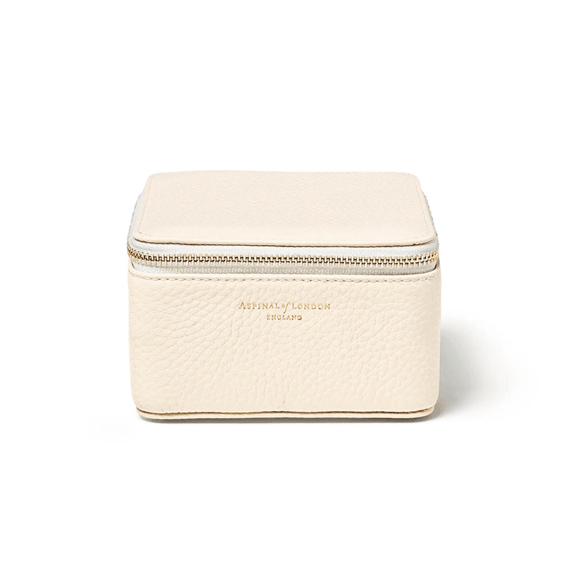 Travel Watch & Ring Box, L12 x W12cm, Ivory Pebble