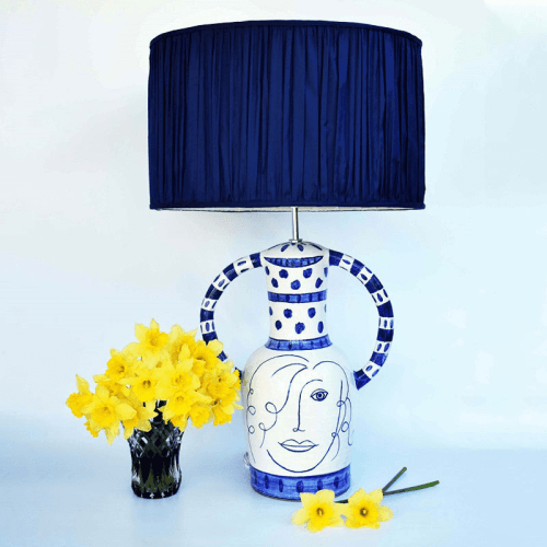 Image showing the Côte d'Azur Collection Lady Hilaire Hand Glazed Ceramic Table Lamp Base Only, Blue product.
