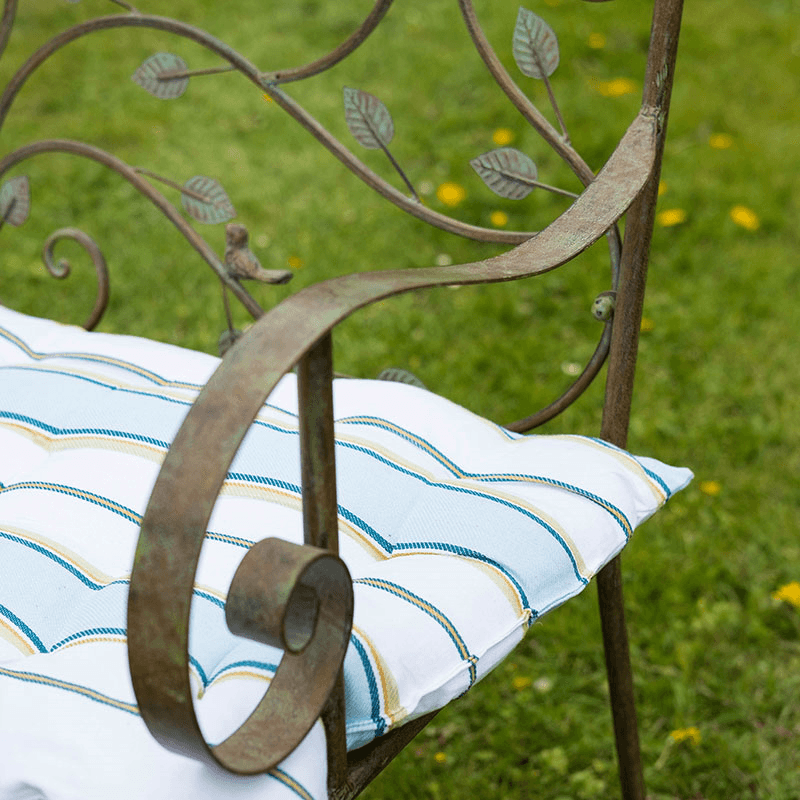 Buff Bench Seat Pad, 110 x 45cm, Olive & Blue