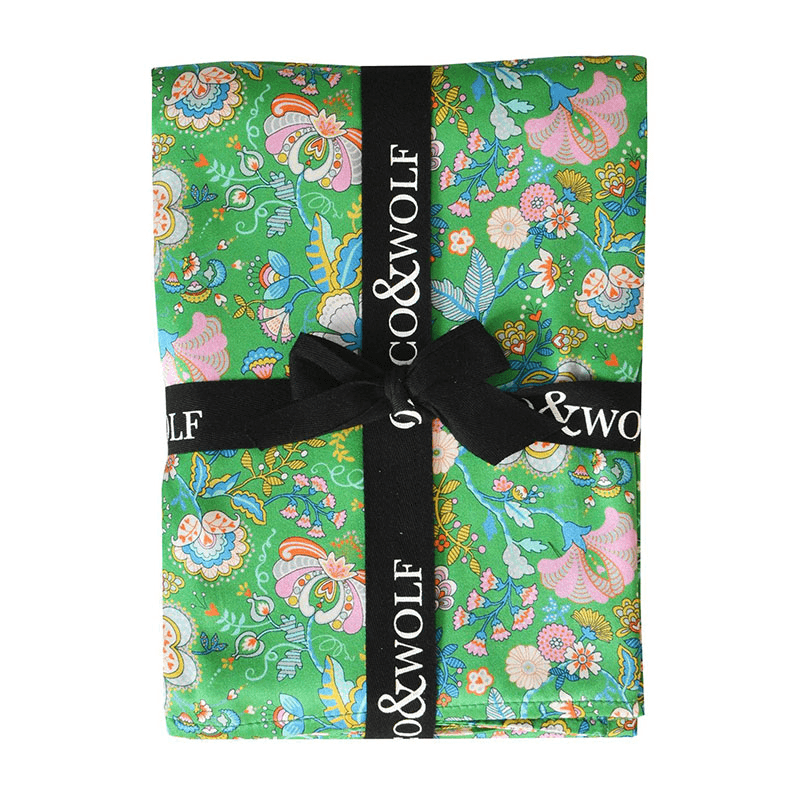 Mabelle Hall Pair of Silk Pillowcases, Single, Green