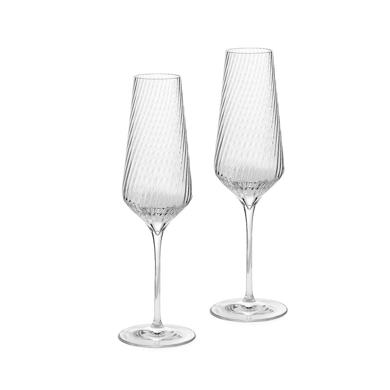 Vera Wang Swirl Set of 2 Champagne Flutes, 270ml, Clear