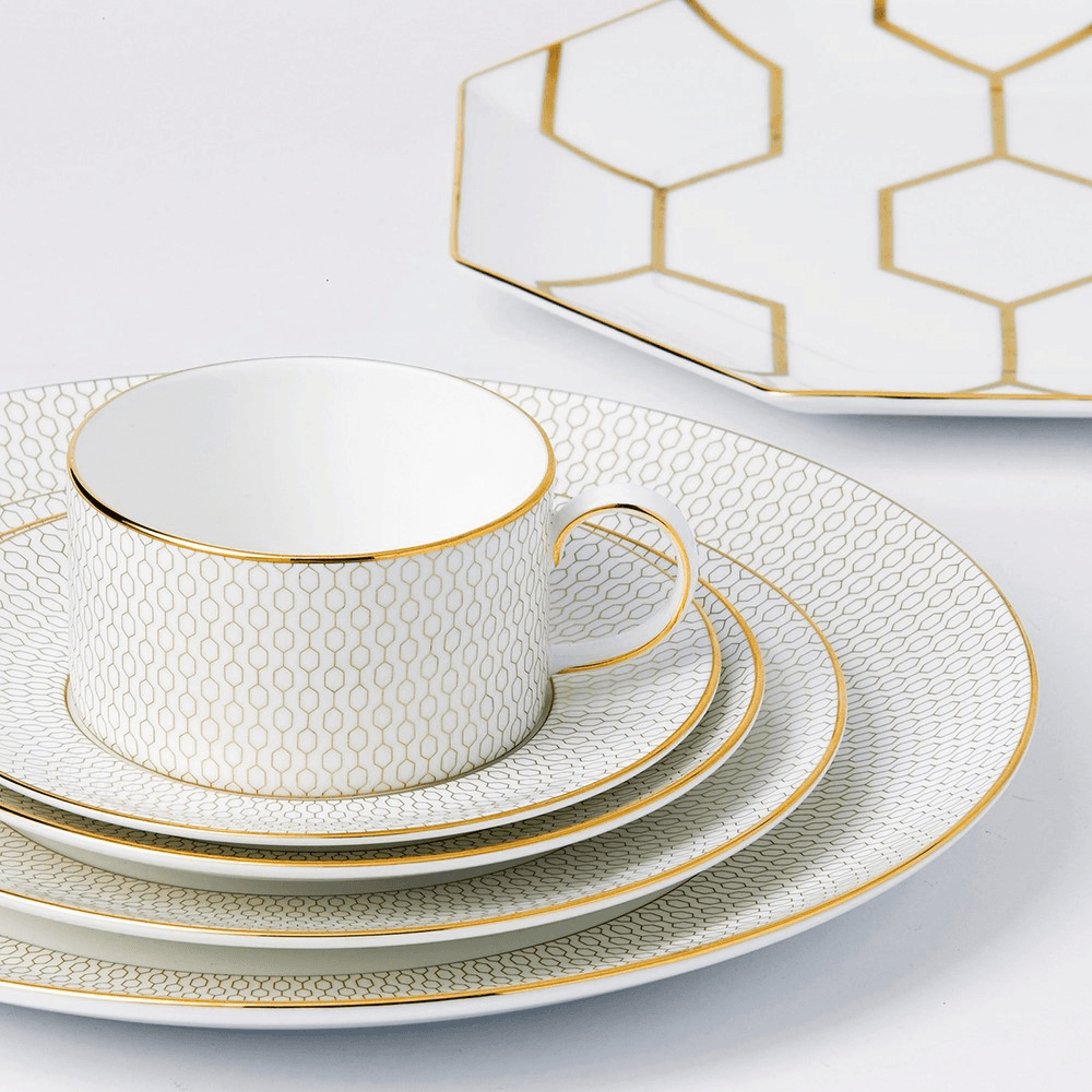 Gio Gold Salad Plate, D20cm, Gold/White