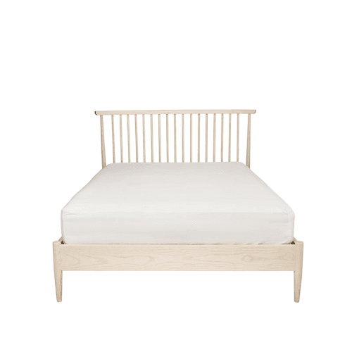 Image showing the Salina Double Spindle Headboard Bed Frame, Pale Timber product.