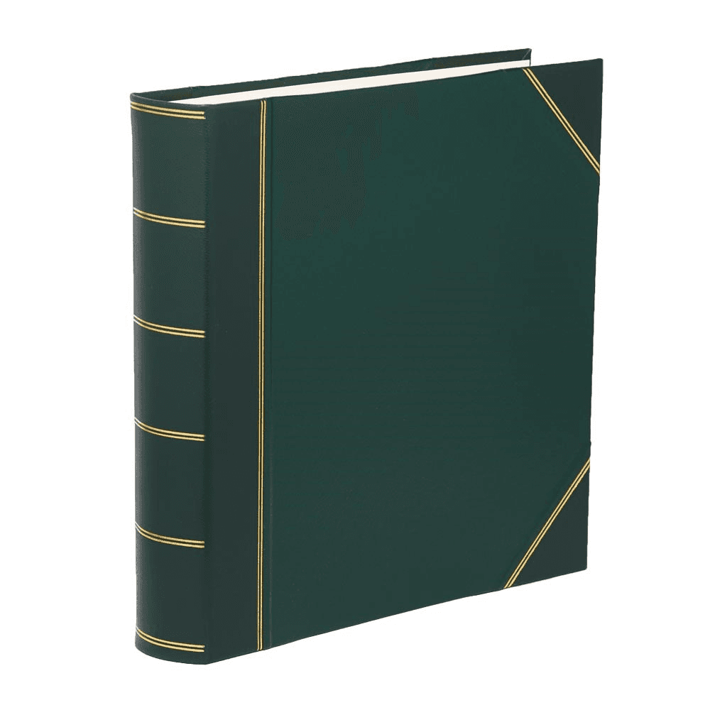 Classic Half Bound Square 70 Page Photo Album, L36 x W36cm, Green Hide