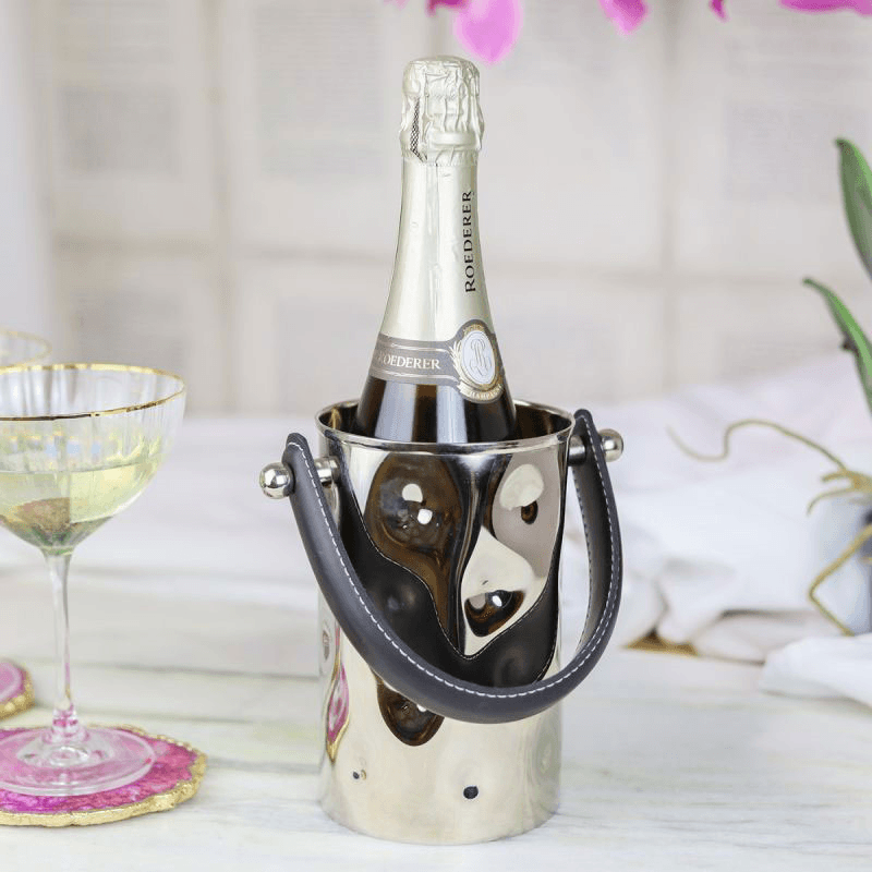 Polo Bottle Holder, D11 x H17.5cm, Silver