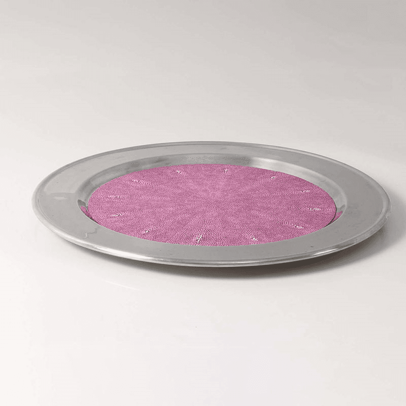 Duchess Serving Tray, D53cm, Pink Shagreen