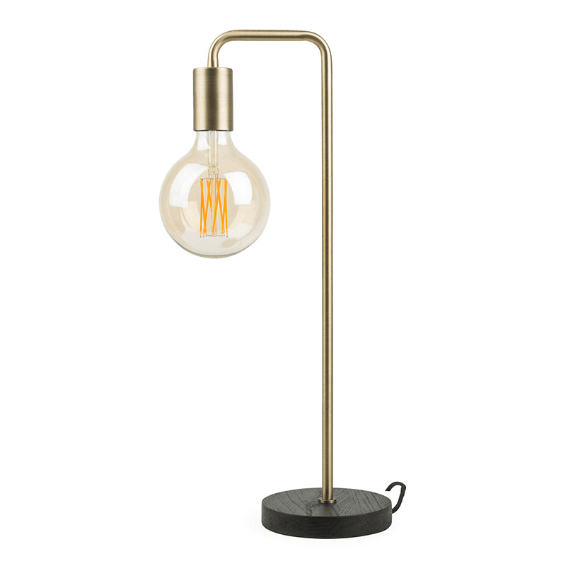 Junction Table Lamp, H55cm, Brass & Walnut