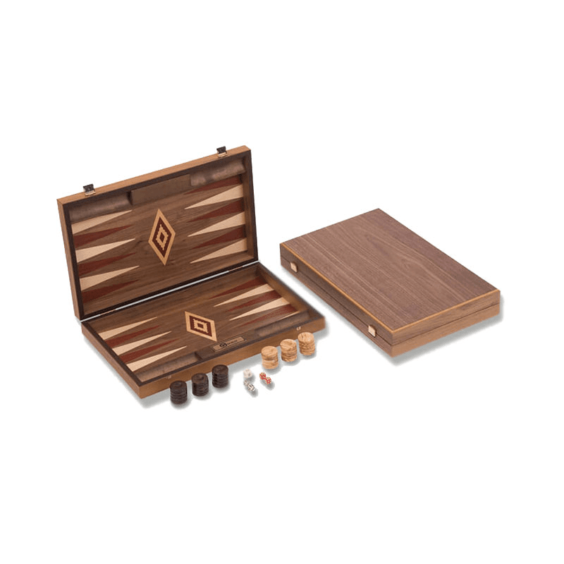 Uber Walnut Backgammon Set, Blue