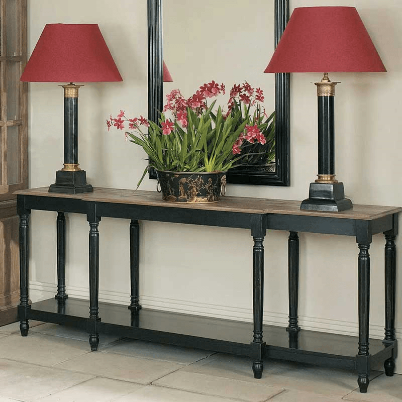 Upton Console table, L200 x W50 x H80cm, Black Weathered Oak