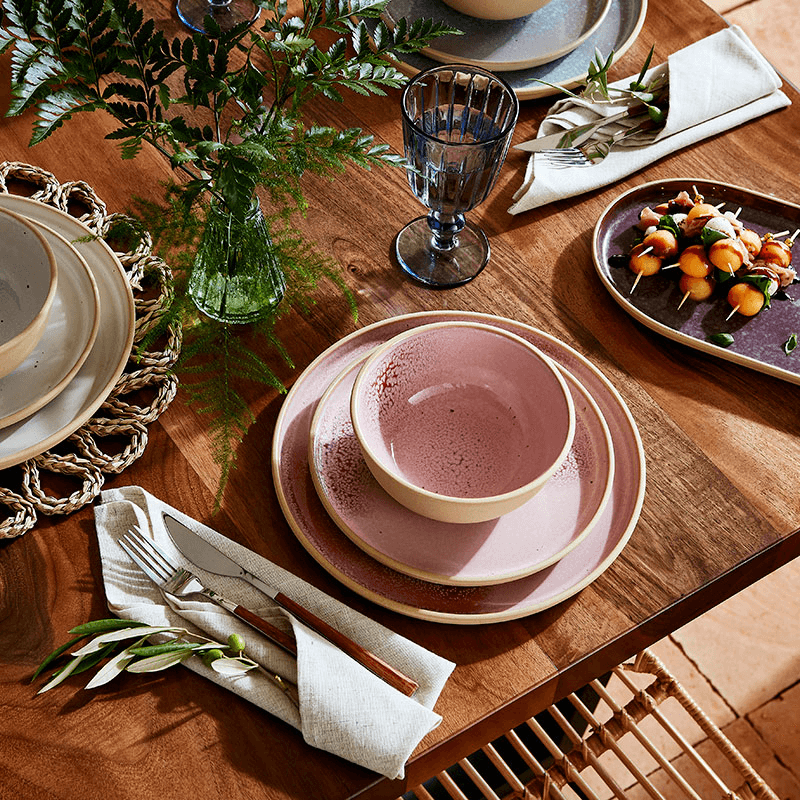 Minerals Set of 4 Dinner Plates, D26.5cm, Rose Quartz