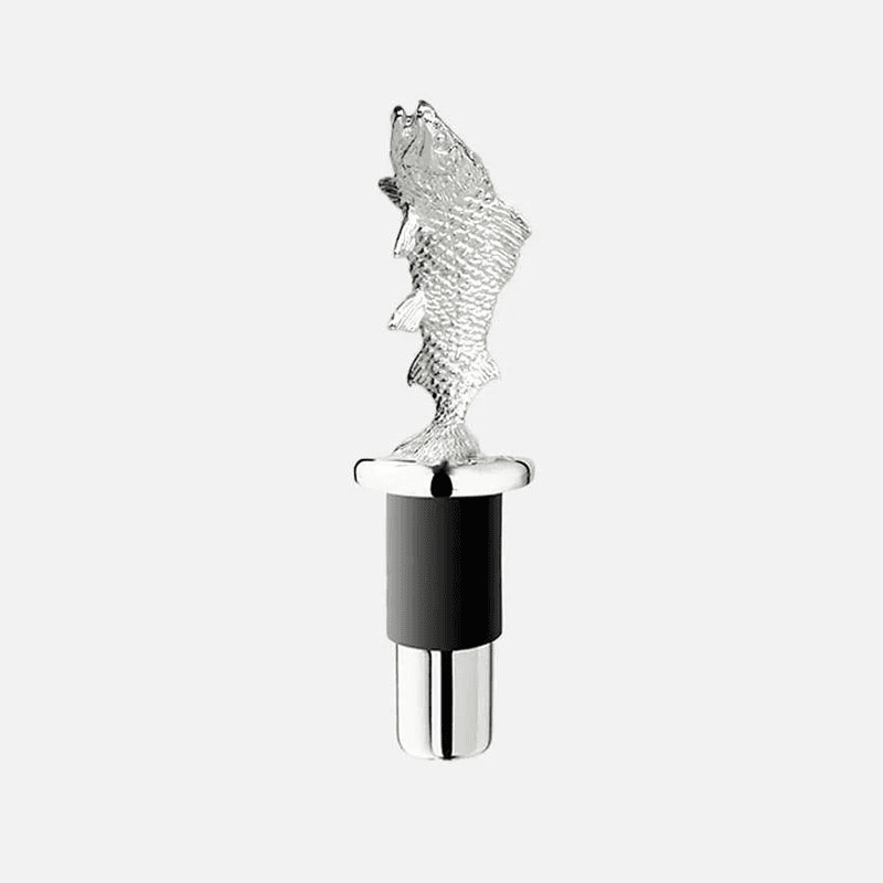 Salmon Silver Plated Bottle Stopper, 10 x 3.5cm, Silver