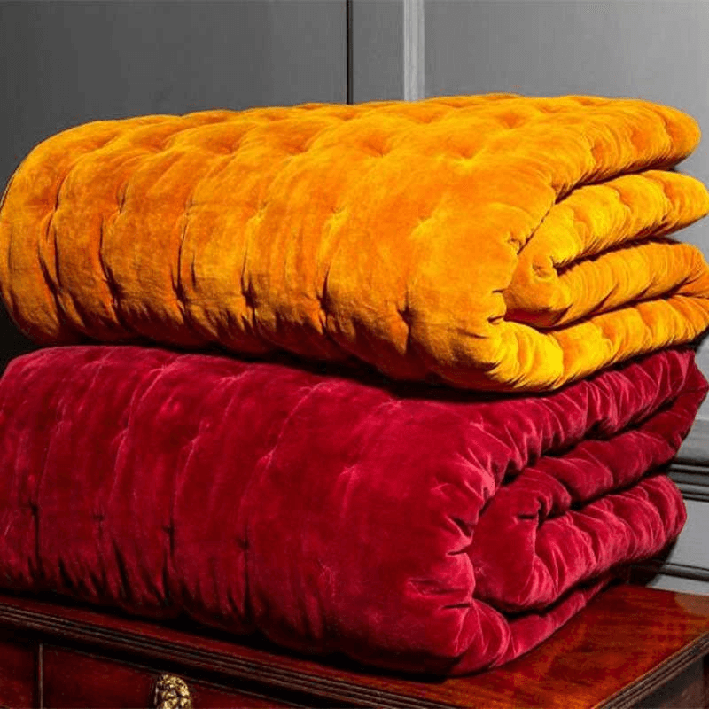 Velvet Double / King Quilt, Ochre