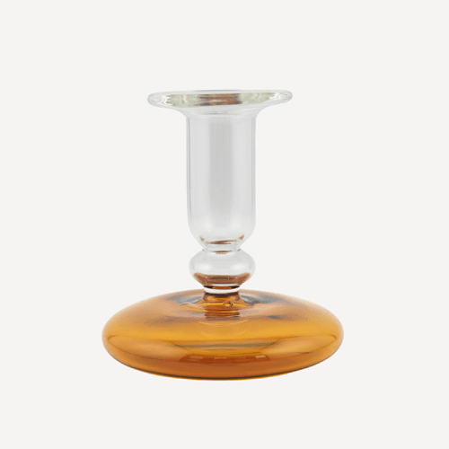 Image showing the Pebble Candlestick, H9cm, Amber product.
