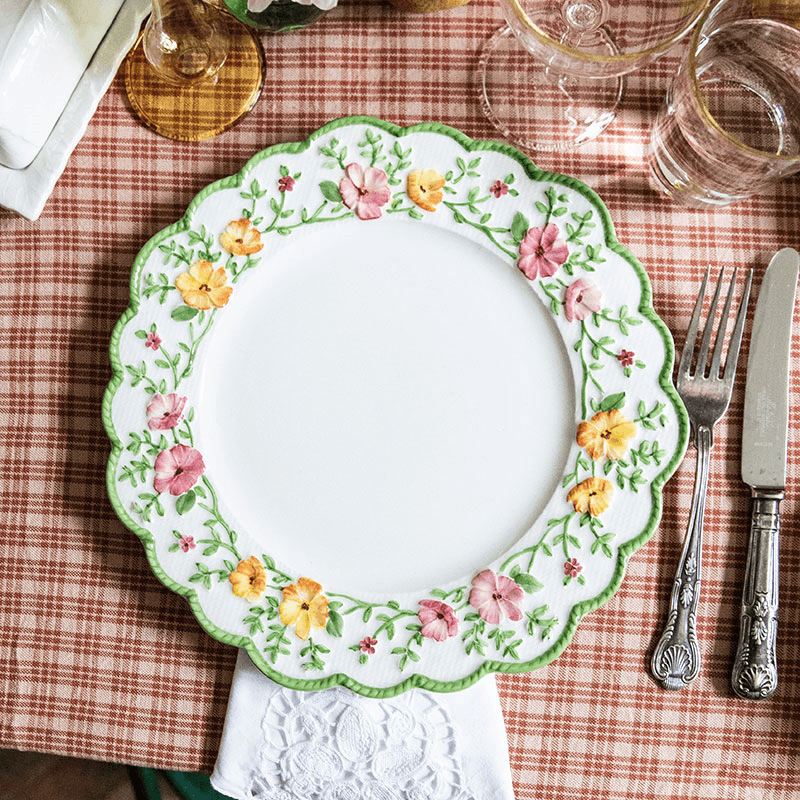 Bryony Rose Set of 4 Dinner Plates, D28cm, Green