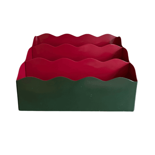 Image showing the Toleware Letter Holder, Dark Green & Raspberry product.