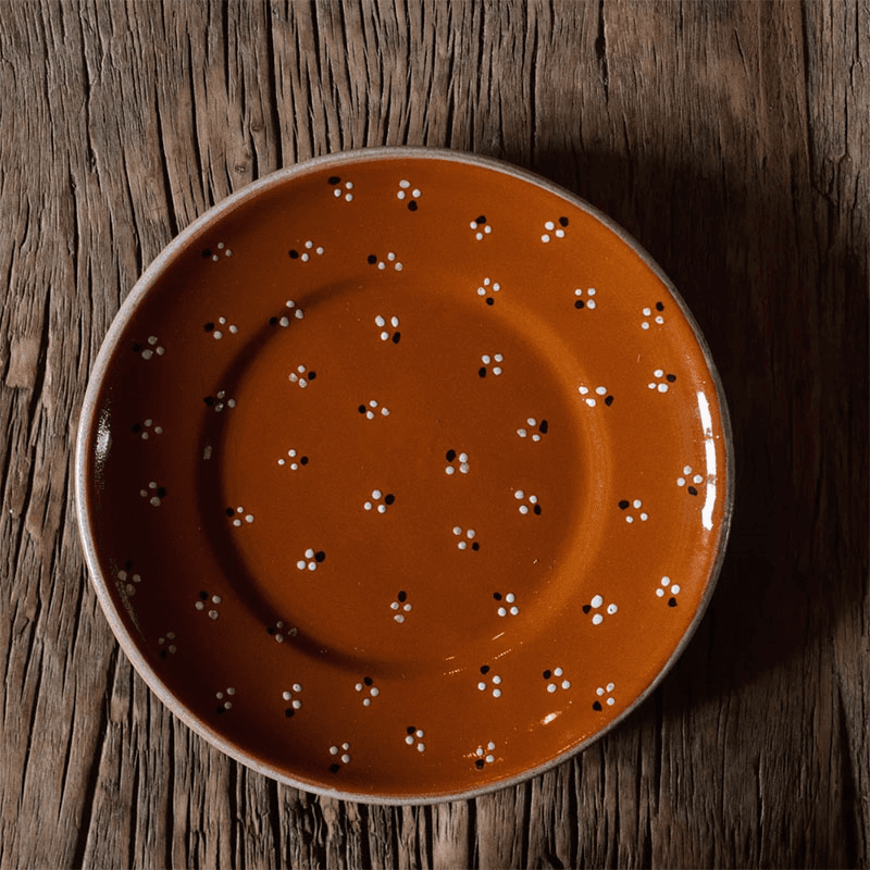 Dotty Set of 4 Side Plates, D19.5cm, Terracotta