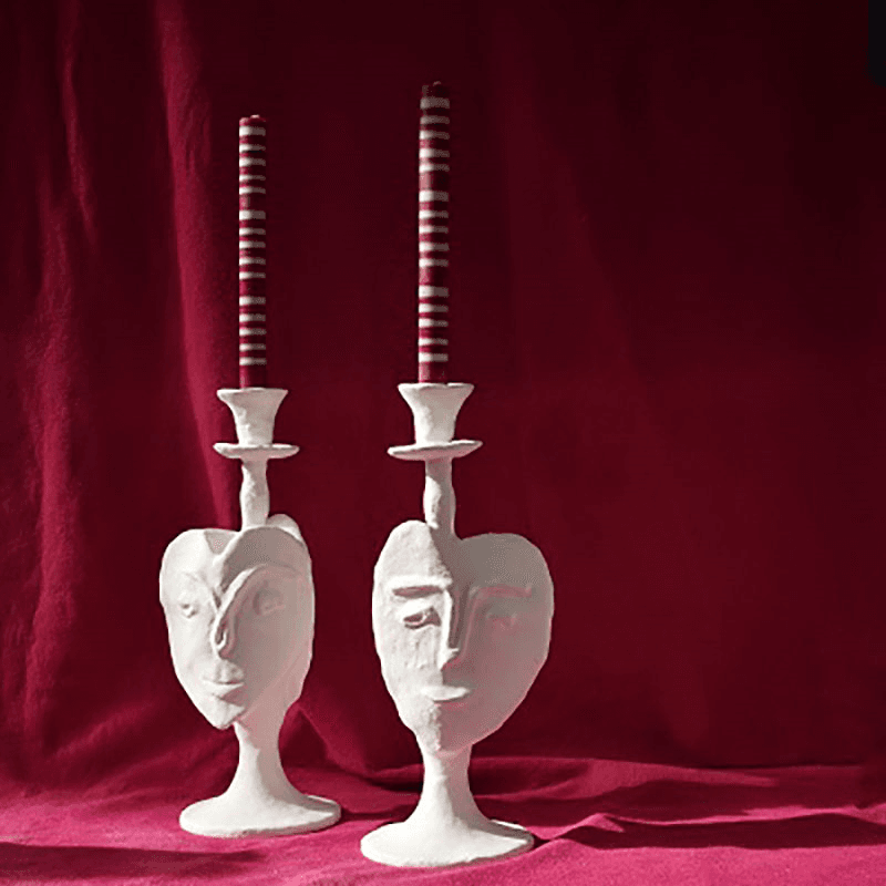 Beau Candlestick, H35cm, White