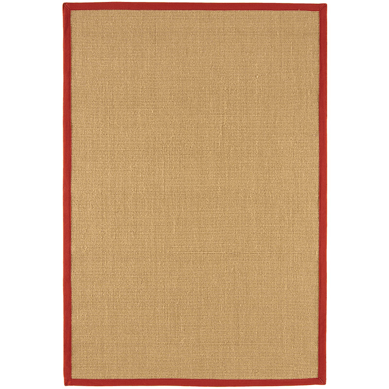 Sisal linen border runner, 120 x 180cm, red
