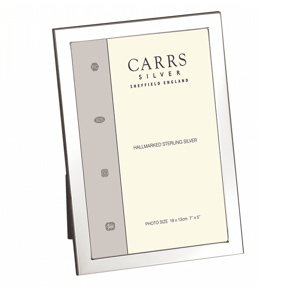 Flat Narrow Series Photograph frame, 6 x 4", Sterling Silver With Mahogany Finish Back