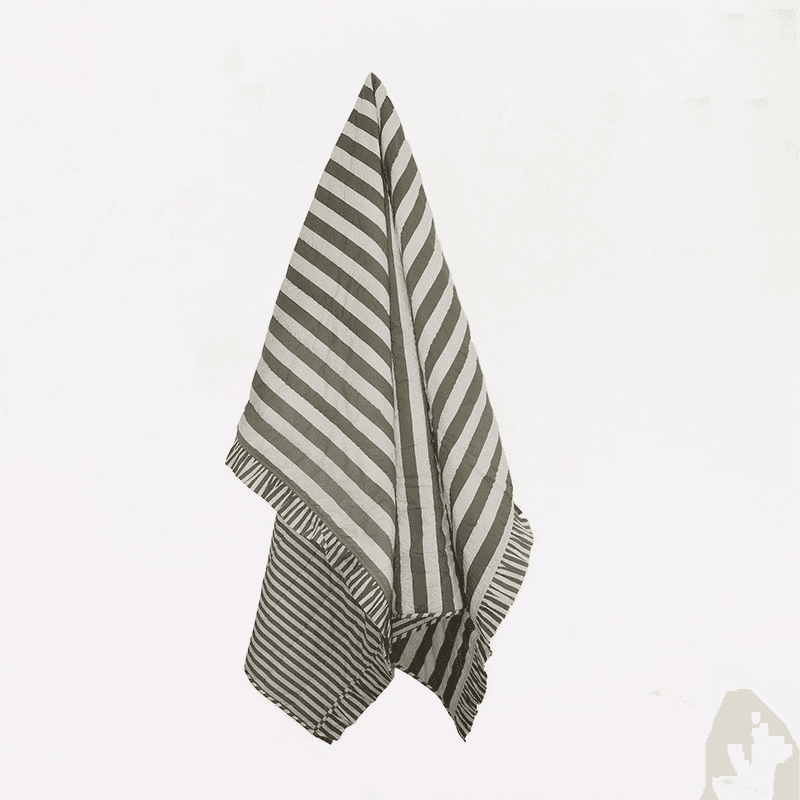 Stripe Quilt, 150 X 200cm, Olive