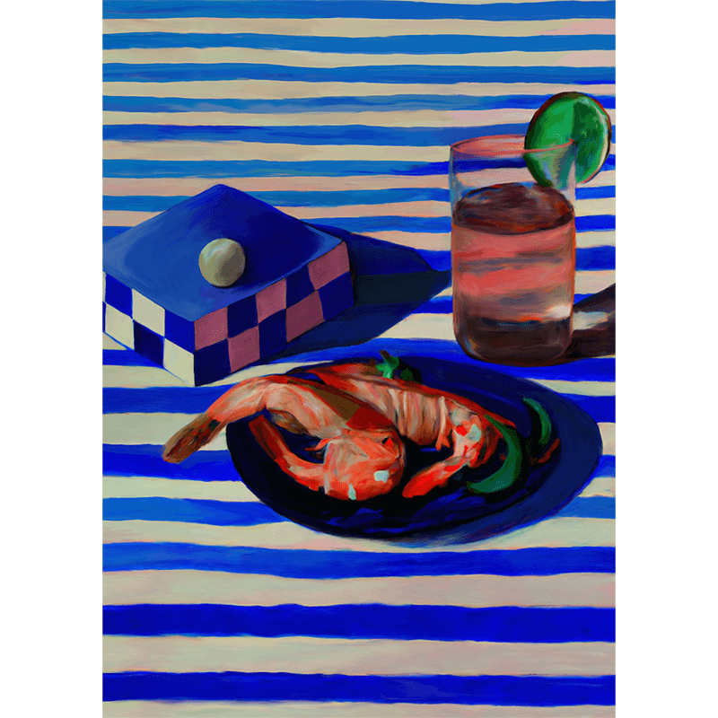 Shrimp & Stripes Art Print, 70 x 100cm