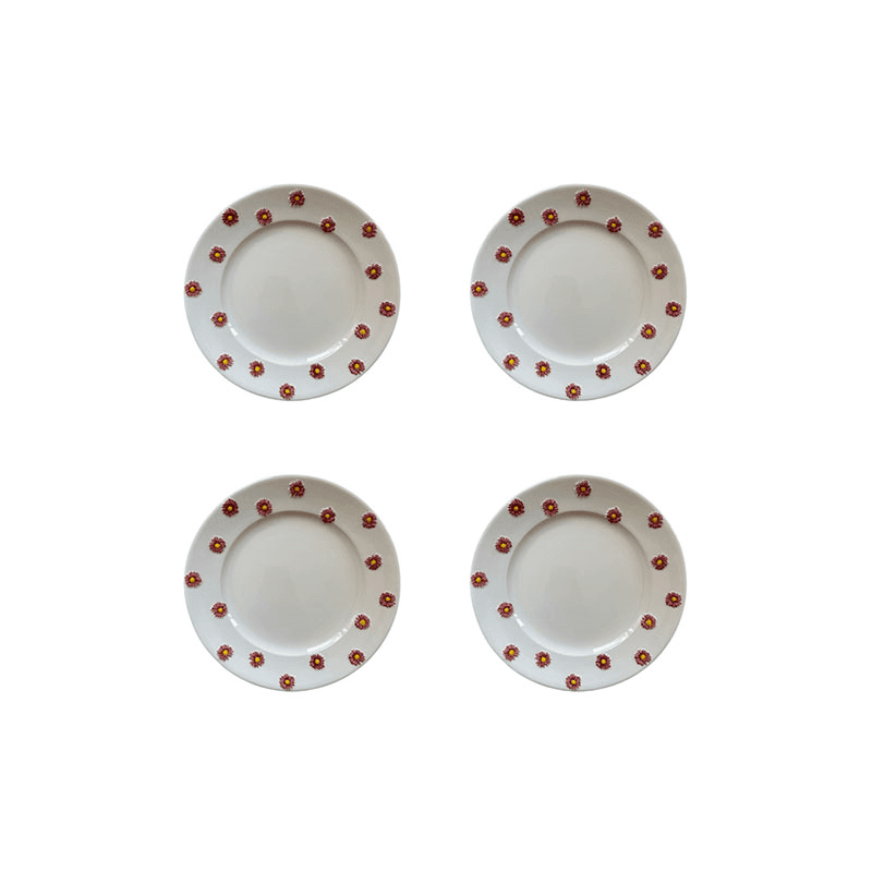 Winter Daisy Set of 4 Side Plates, H 3cm, W 22cm, D 22cm, White