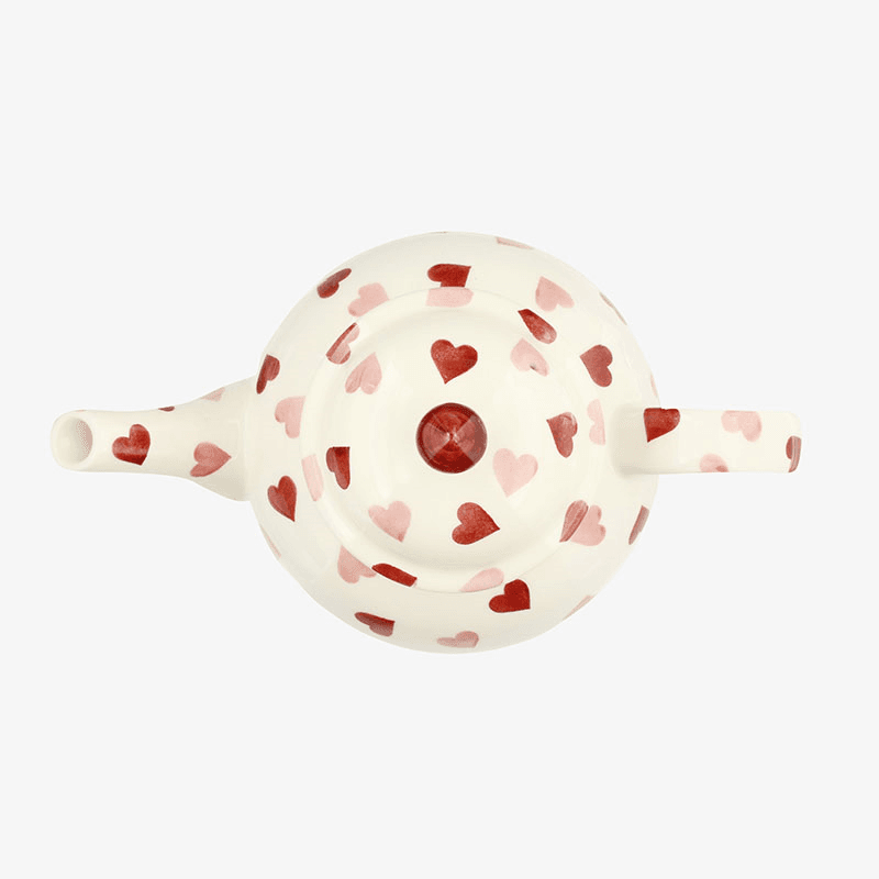 Pink Hearts Teapot, 1.6l, Cream