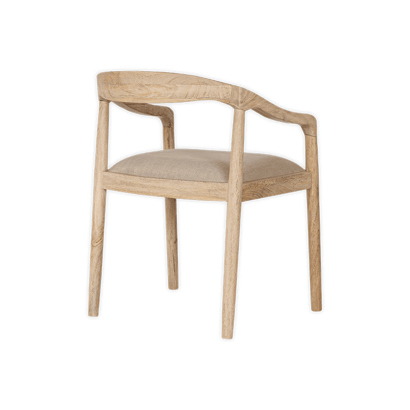 Anbu Mango Wood Upholstered Dining Chair, Natural