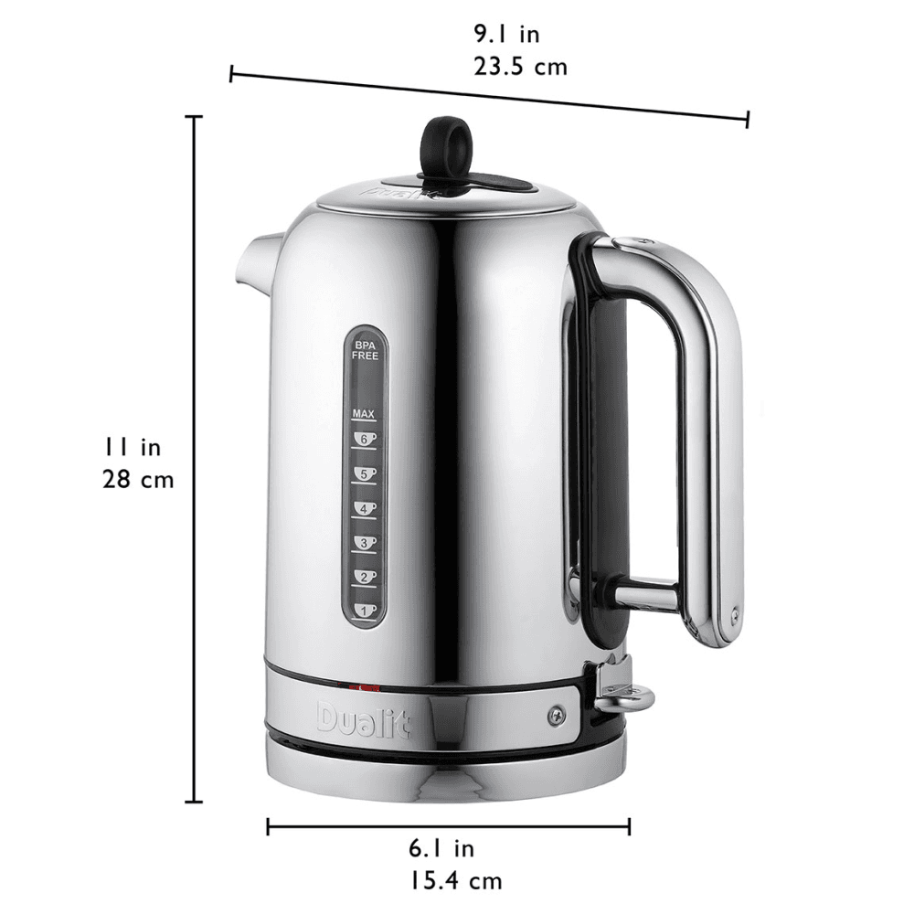 Classic Kettle, 1.7 litre, Polished Stainless Steel With Black Panels