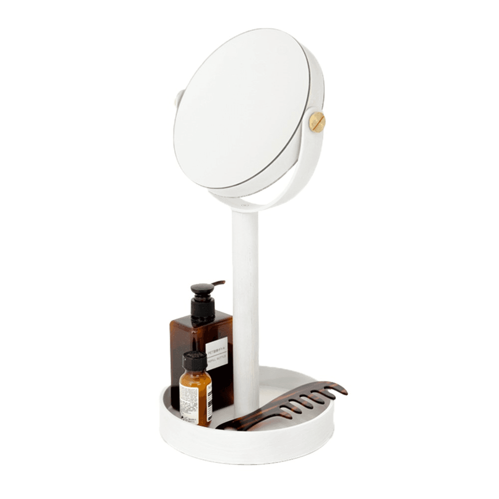 Close Up Magnifying mirror, H45 x Dia19.5cm, White/Oak