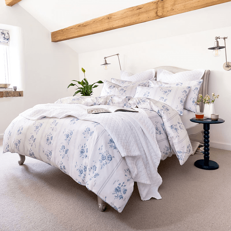 Austin Roses Duvet Set, King, Blue