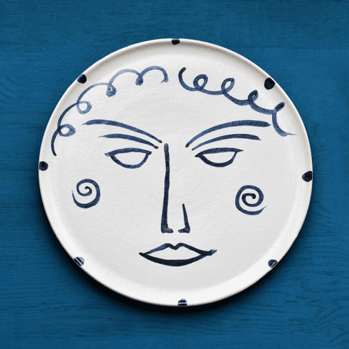 Image showing the Valentine Wall Plate, D36cm, Blue & White product.