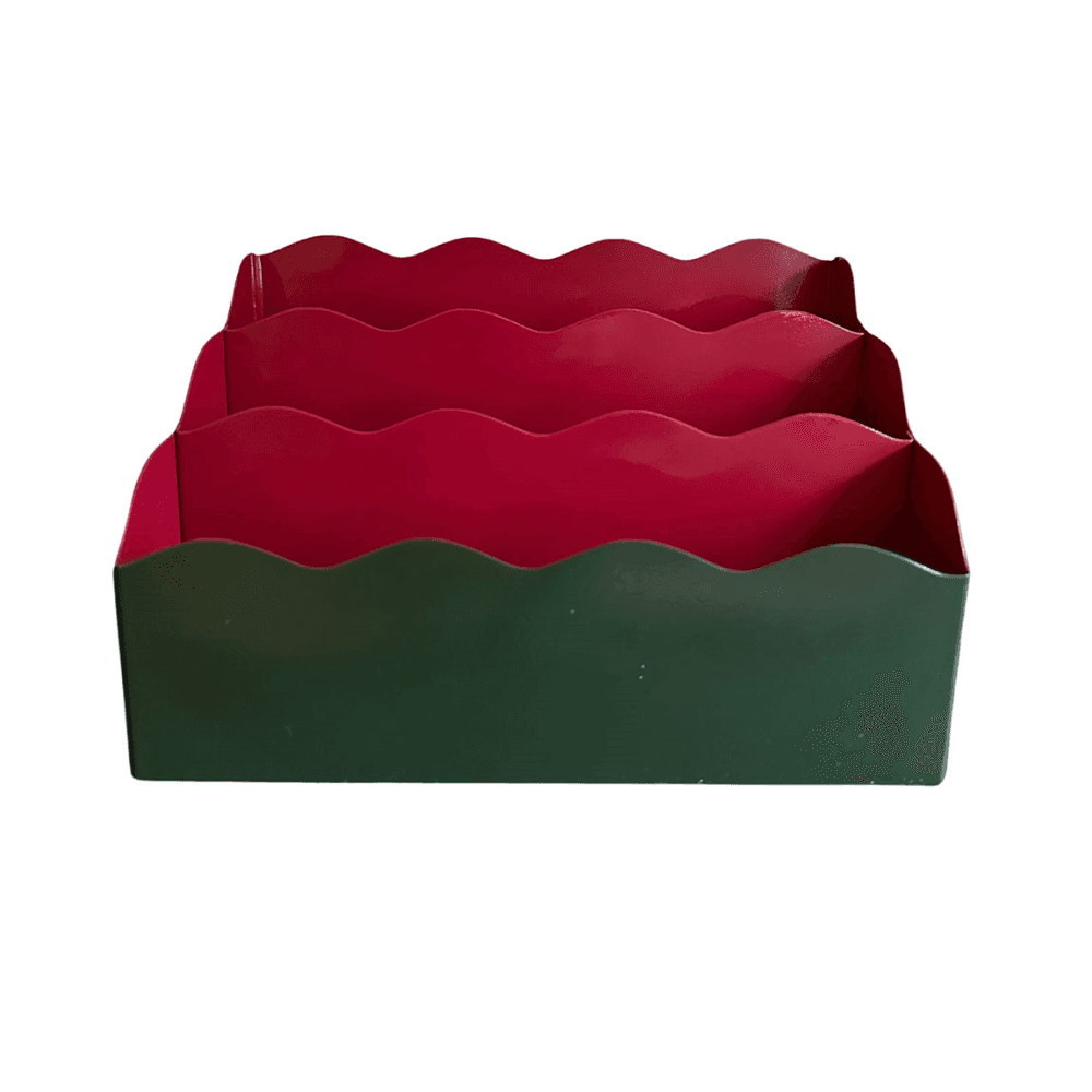 Toleware Letter Holder, Dark Green & Raspberry