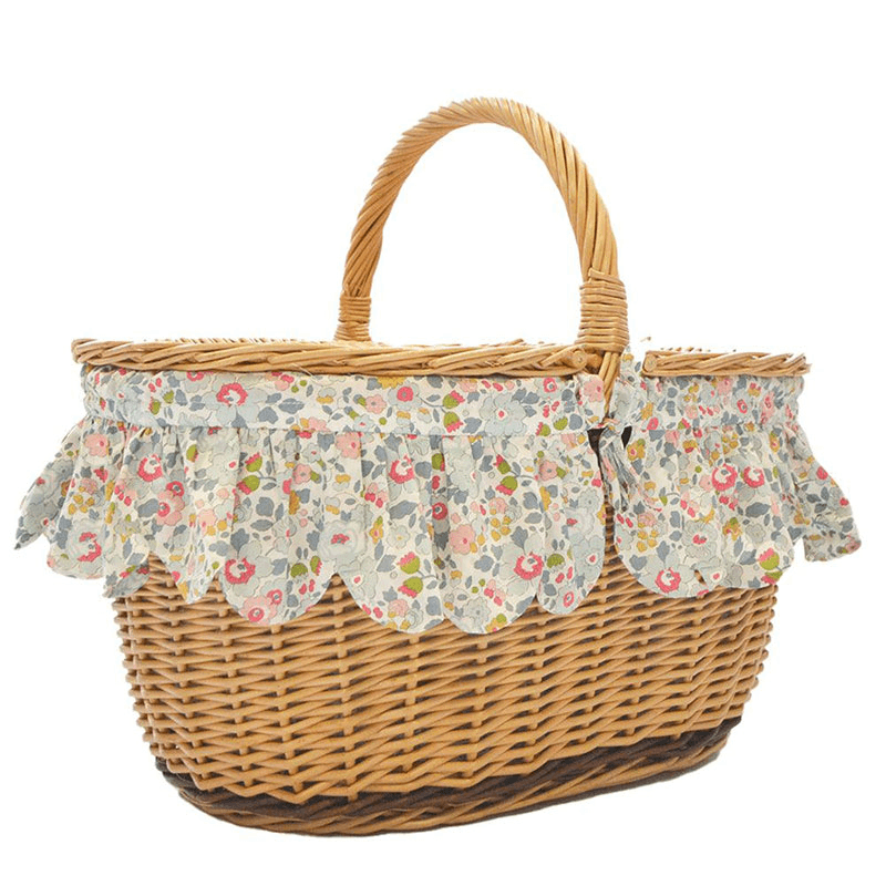 Betsy Oval Picnic Basket, Grey