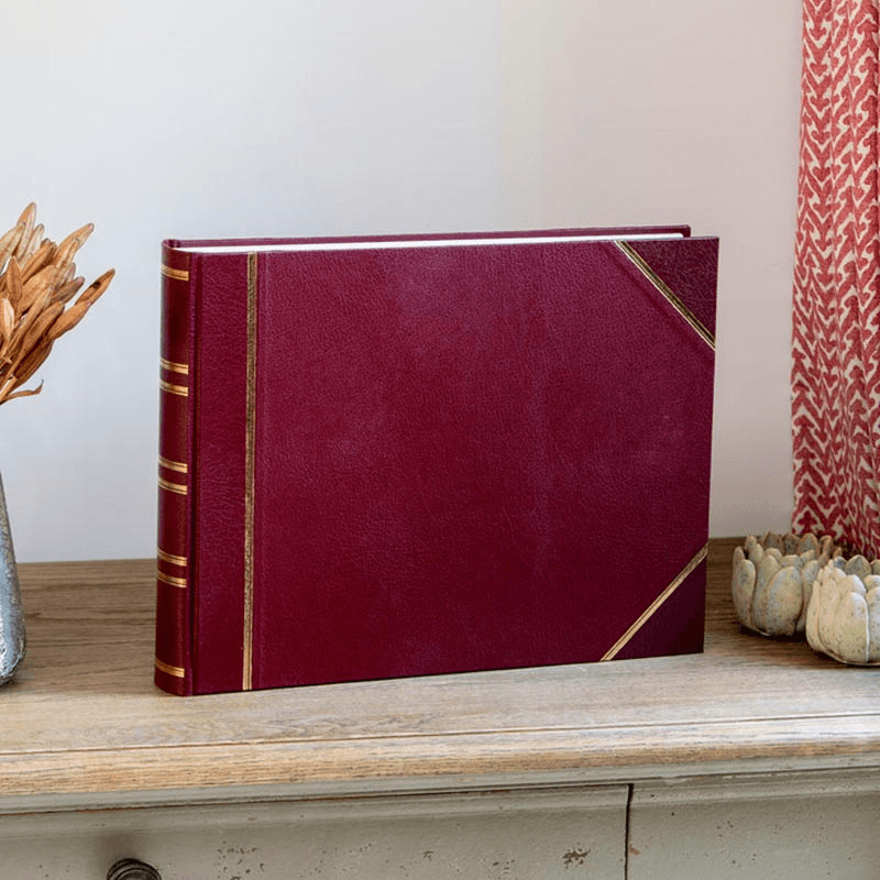 Large Landscape Photograph Album, L30.6 x W39.2cm, Burgundy