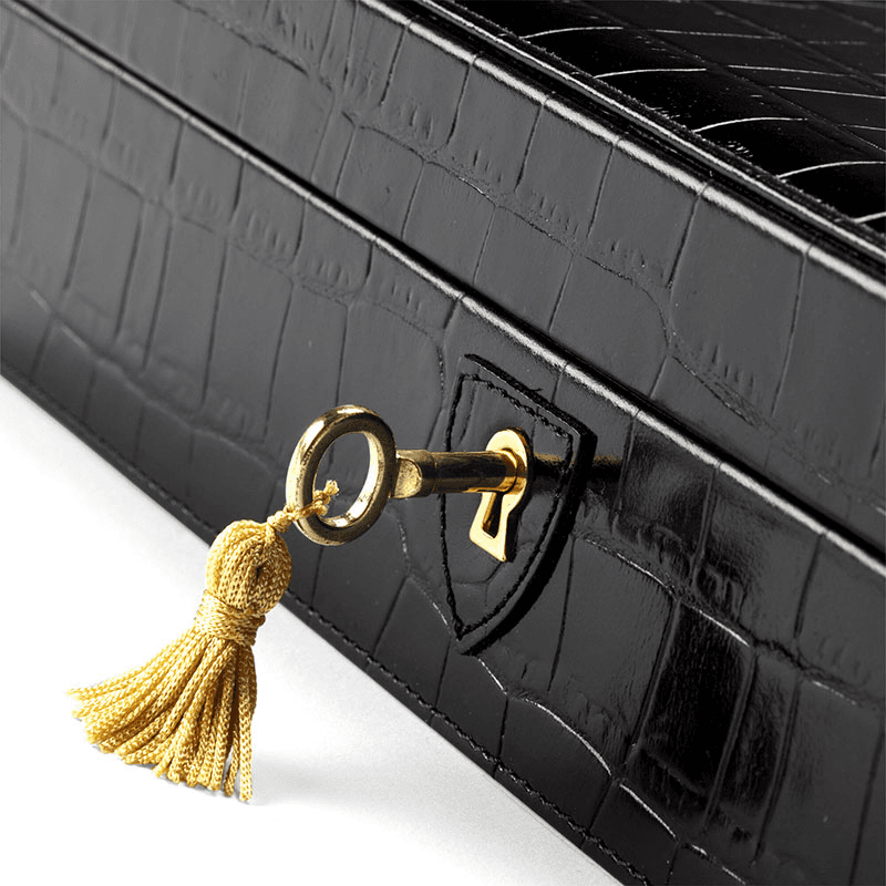 6 Watch Box, L11.5 x W31cm, Black Croc