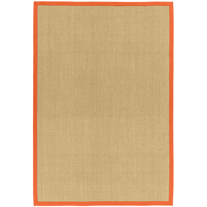 Sisal linen border runner, 200 x 300cm, orange