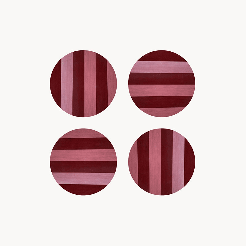 Stripe Set of 4 Coasters, D10cm, Rouge & Blush