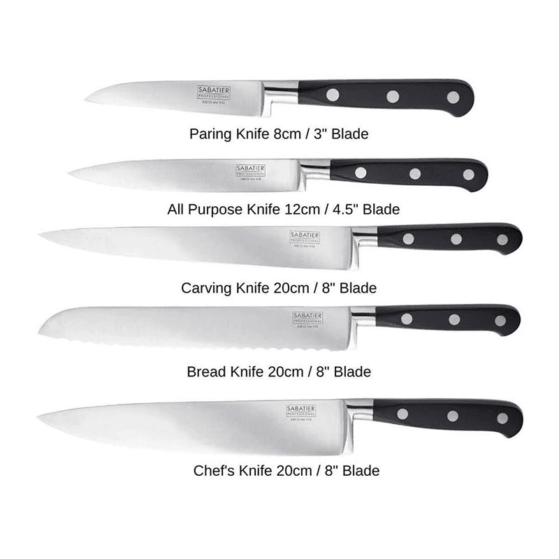 Knife Block, Oak with 5 Sabatier Knives