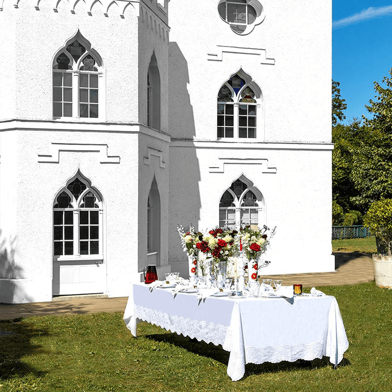 Broderie Anglaise Linen Tablecloth, 165 x 300cm, White