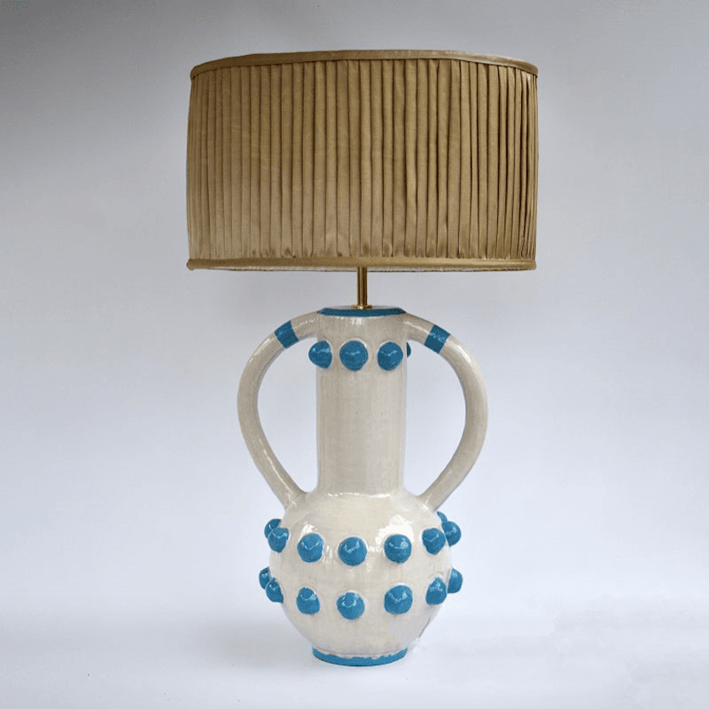 Carnival Collection Zebedee Hand Thrown Ceramic Table Lamp Base Only, Turquoise Blue