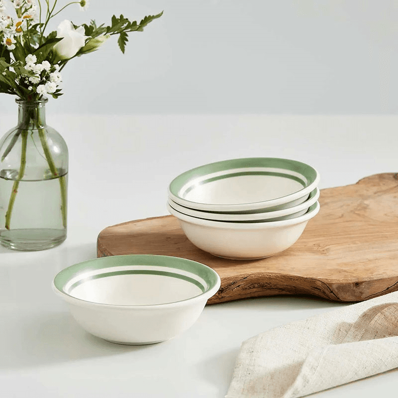 Potter's Stripe Set of 4 Bowls, D13cm, Green