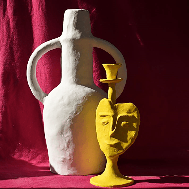 Rumba Opened Armed Vase, H54cm, White